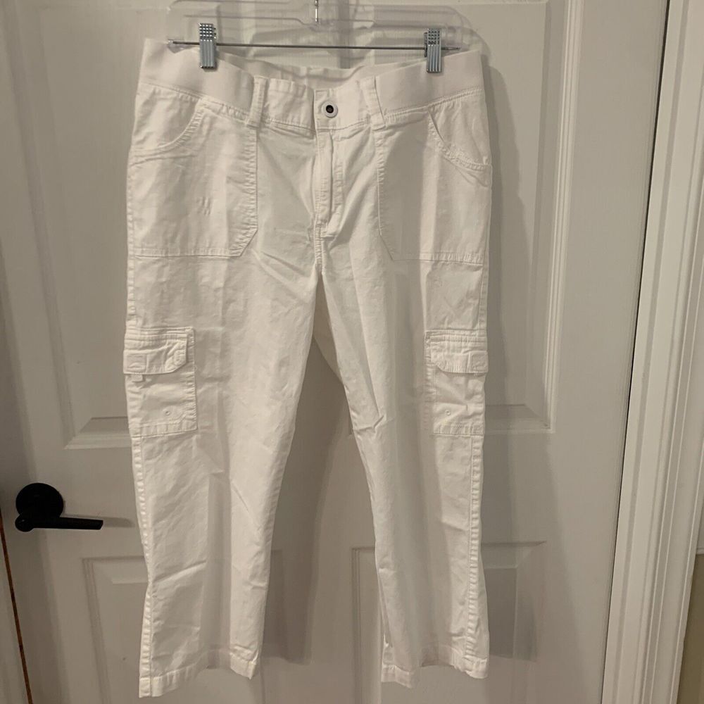 Women's White Cargo Capri Pants